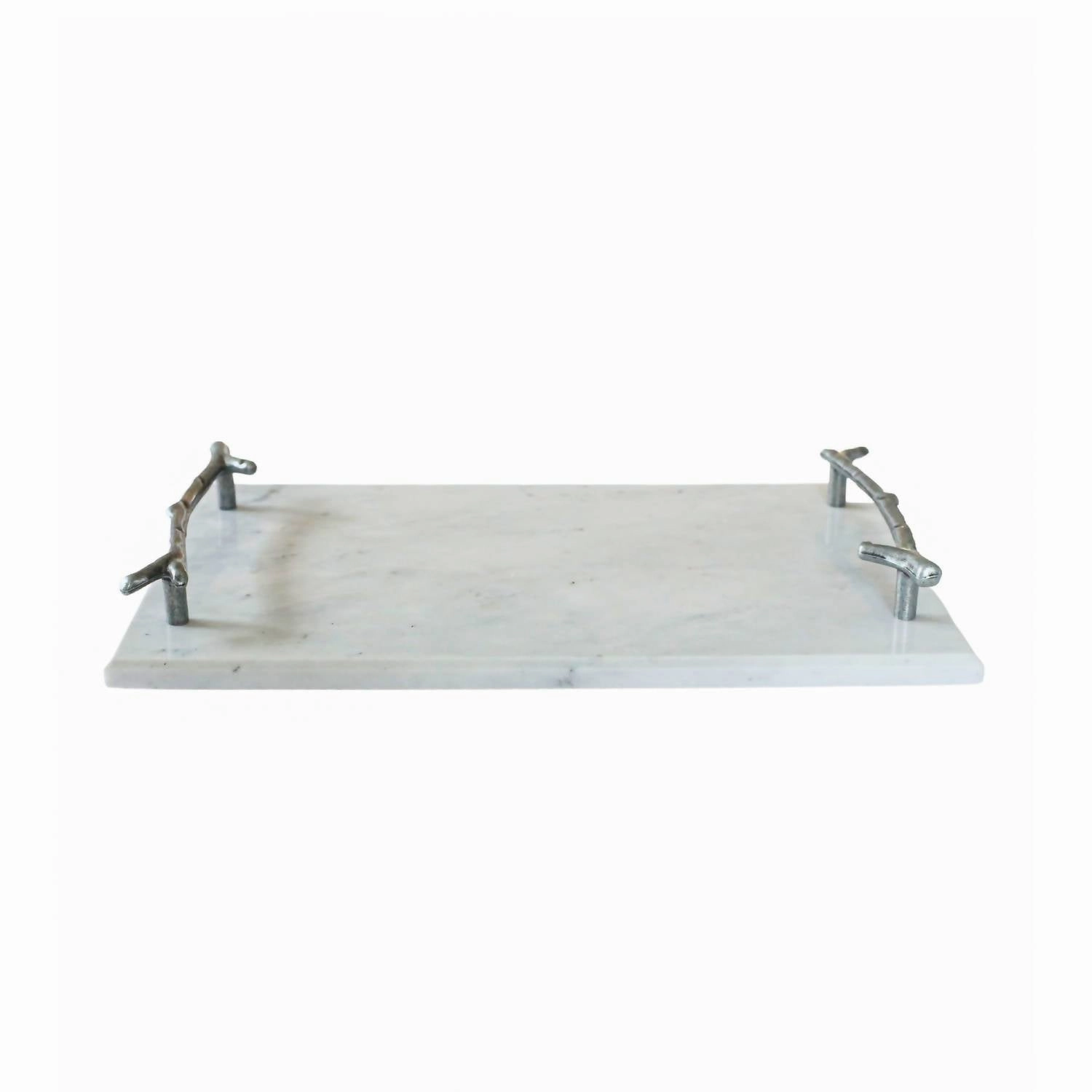 Marble Board With Silver Branch Handles In White