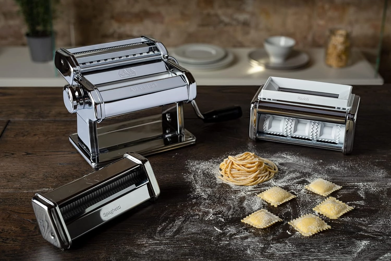 Marcato Atlas 3-Piece Set Pasta Set, Includes Atlas 150, Ravioli, Spaghetti