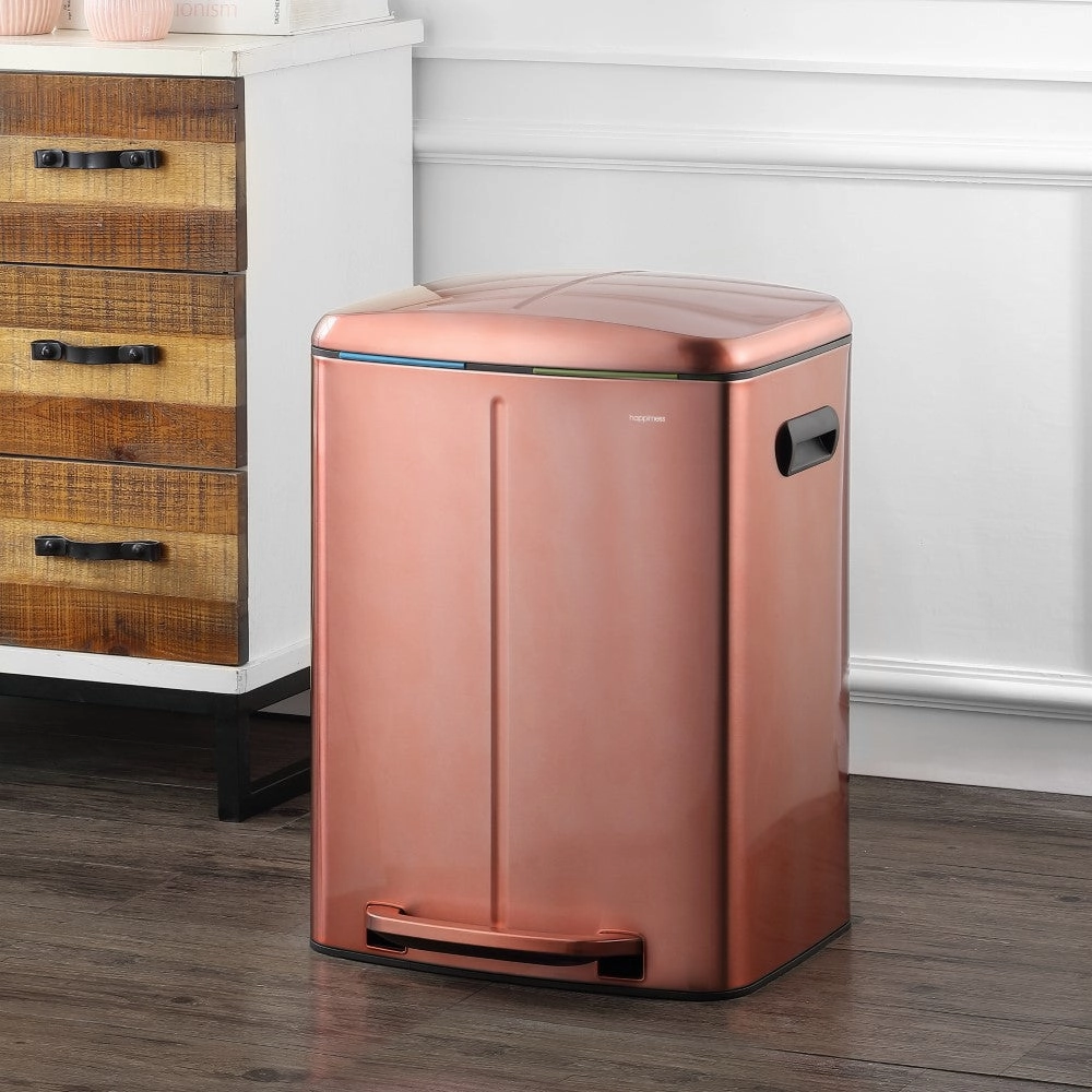 Marco Rectangular 10.5-Gallon Double Bucket Trash Can with Soft-Close Lid