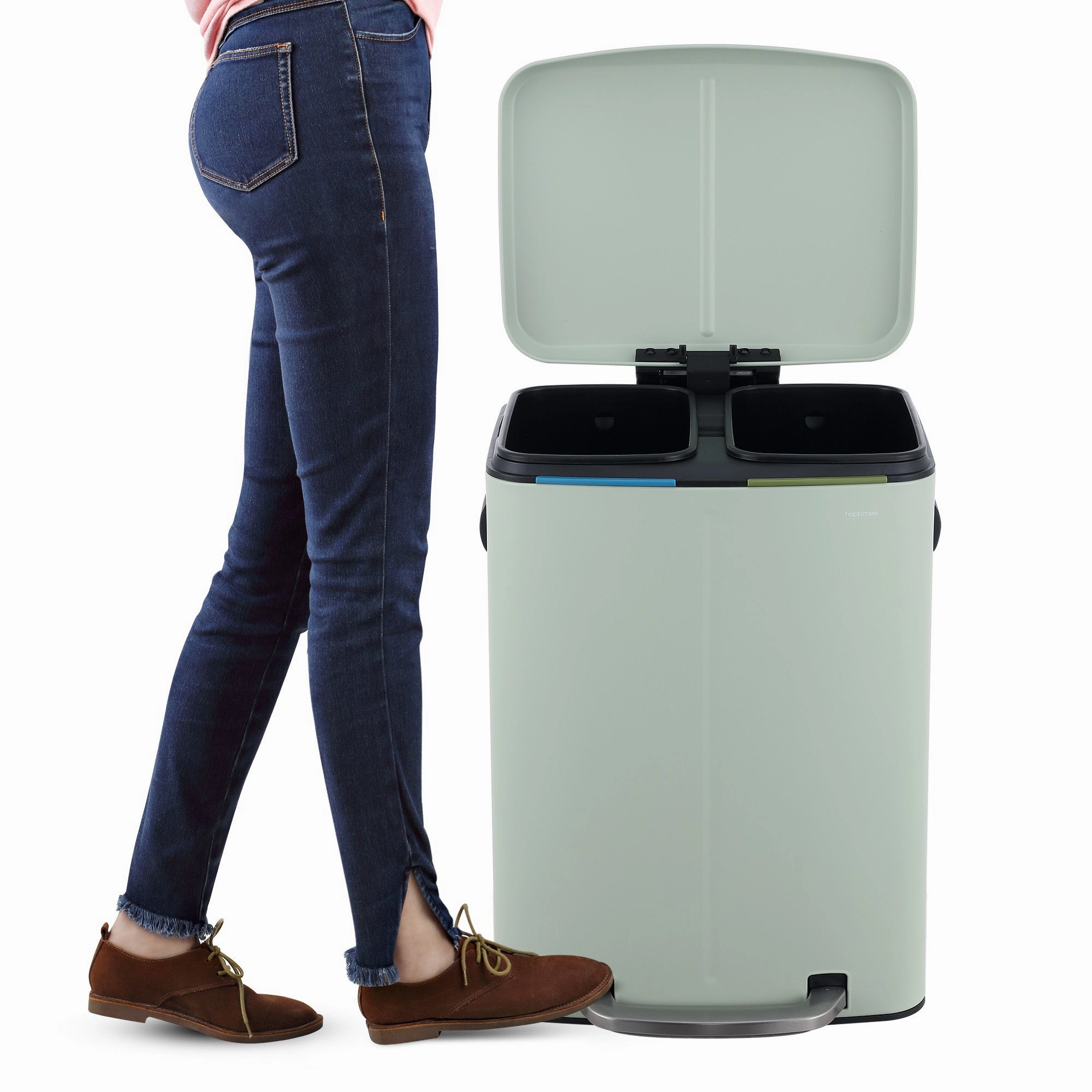 Marco Rectangular 10.5-Gallon Double Bucket Trash Can with Soft-Close Lid