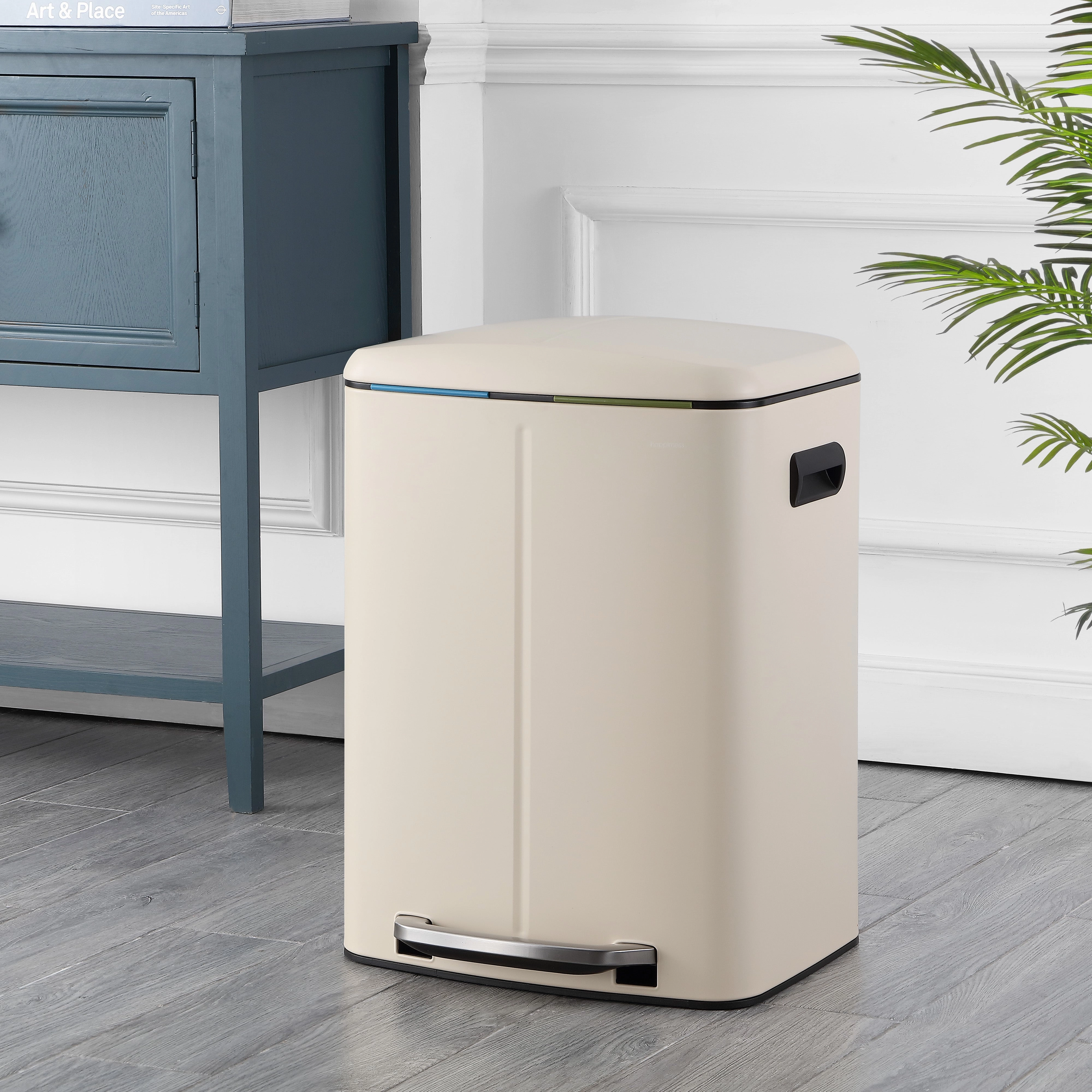 Marco Rectangular 10.5-Gallon Double Bucket Trash Can with Soft-Close Lid