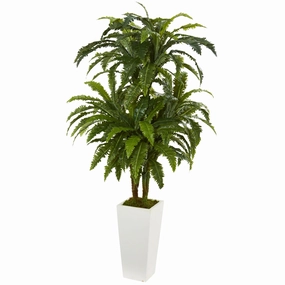 Marginatum Artificial Plant in White Tower Vase Faux Florals home florals discount