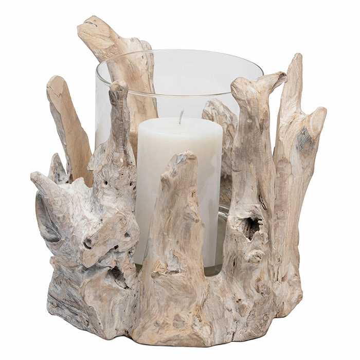 Maringa Whitewashed Driftwood Hurricane (Large) Candle Holders discount collection
