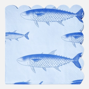 Maritime napkins with fish - 16 pcs Kitchen Tableware at affordable prices