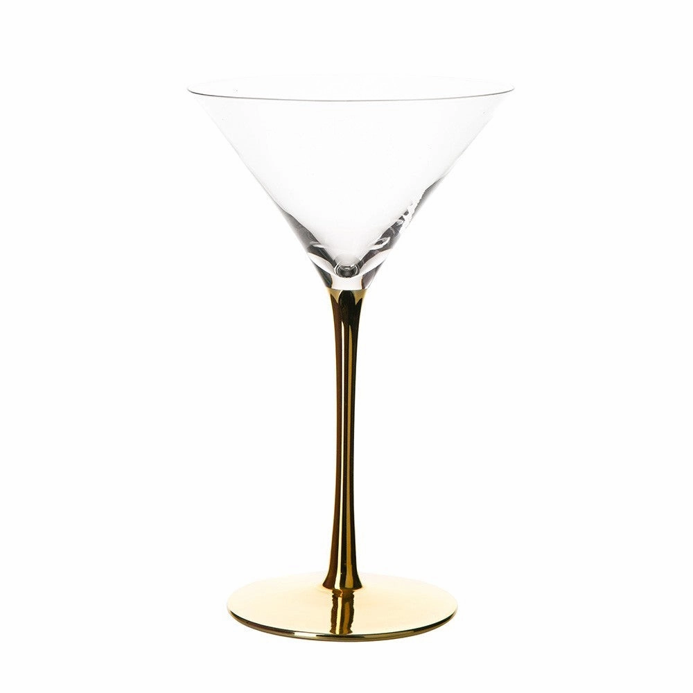 Martini Glass Gold Stem Drinkware Bar Essentials