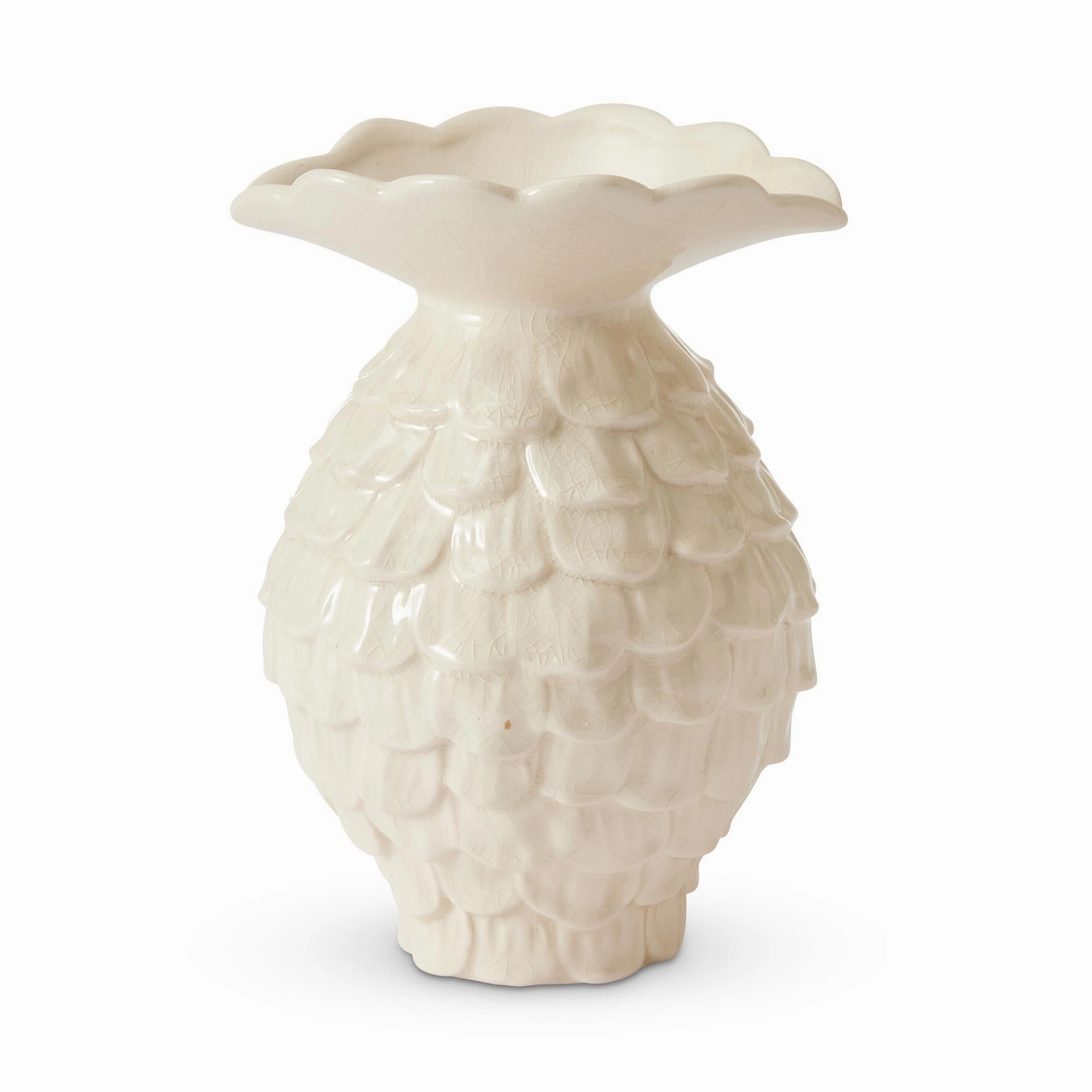 Maui White Crackle Vase Large D14.5X21cm Cheap Vases for home