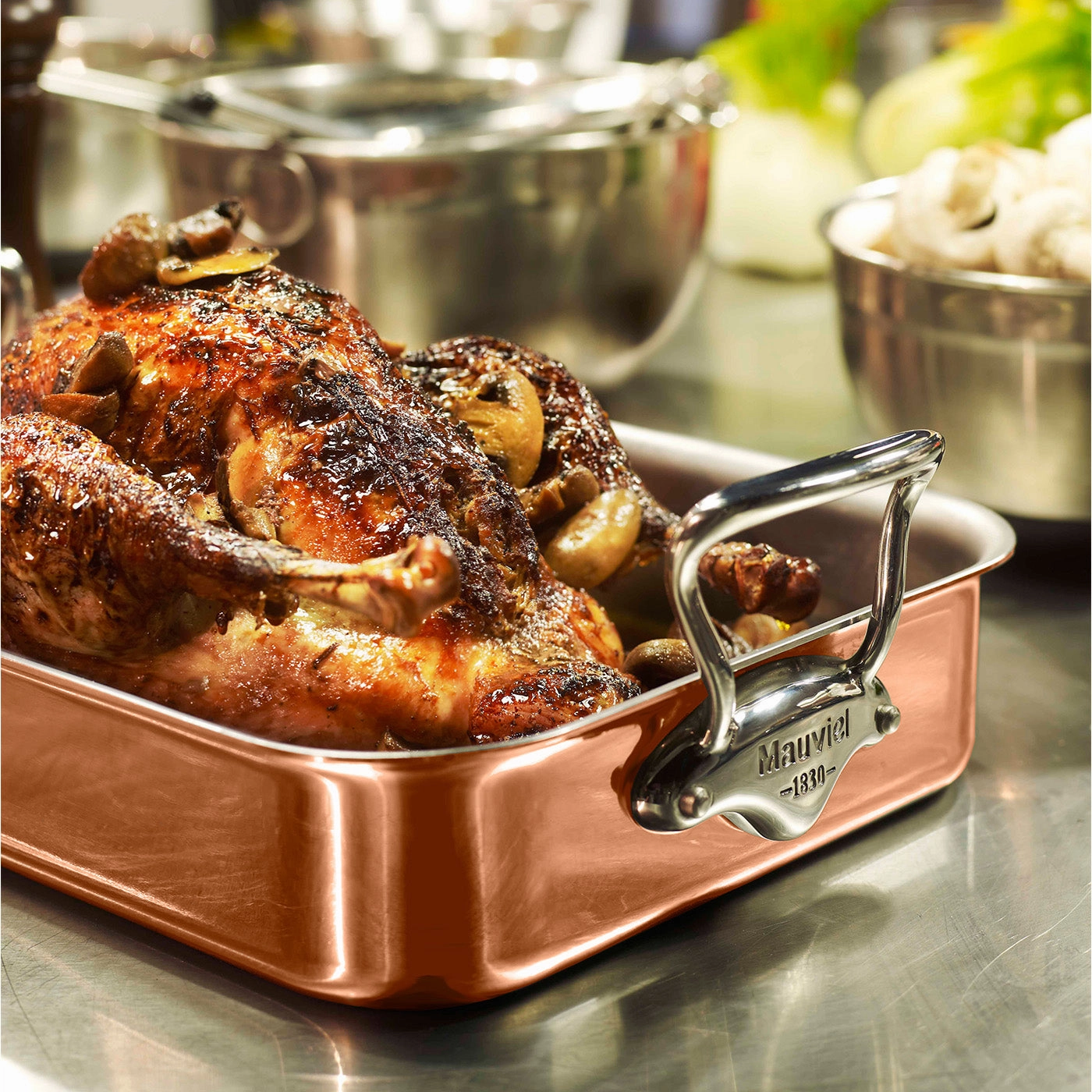 Mauviel M'150s Copper Tri-Ply Roasting Pan with Rack