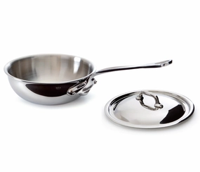 Mauviel M'Cook 2.1 qt. Stainless Steel Curved Splayed Saute Pan with Lid Cookware online kitchen sale