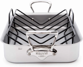 Mauviel M'Cook Stainless Steel Roasting Pan With Rack, 13.5 X 9.8 Inch Cookware online kitchen sale