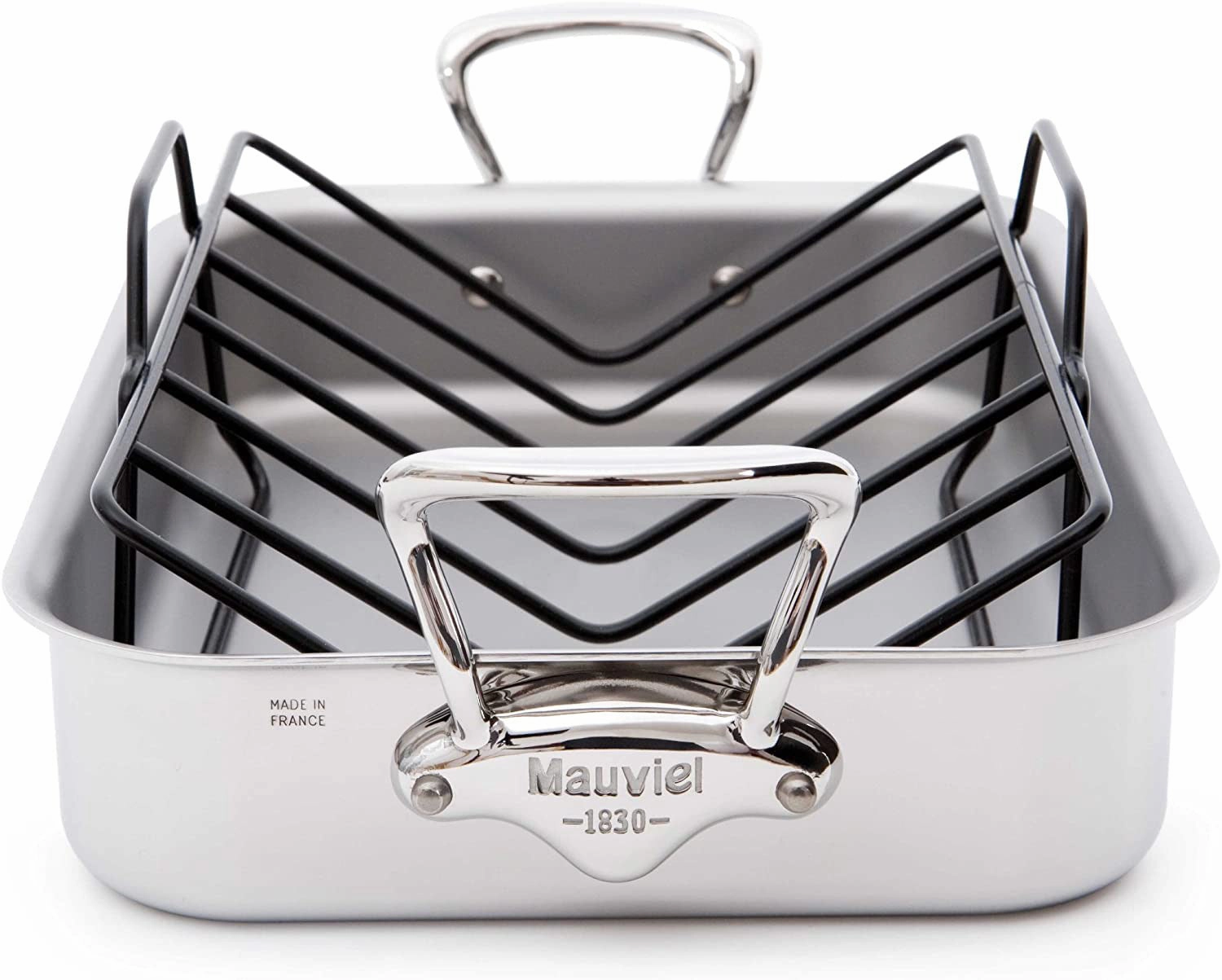Mauviel M'Cook Stainless Steel Roasting Pan With Rack, 13.5 X 9.8 Inch Cookware online kitchen sale