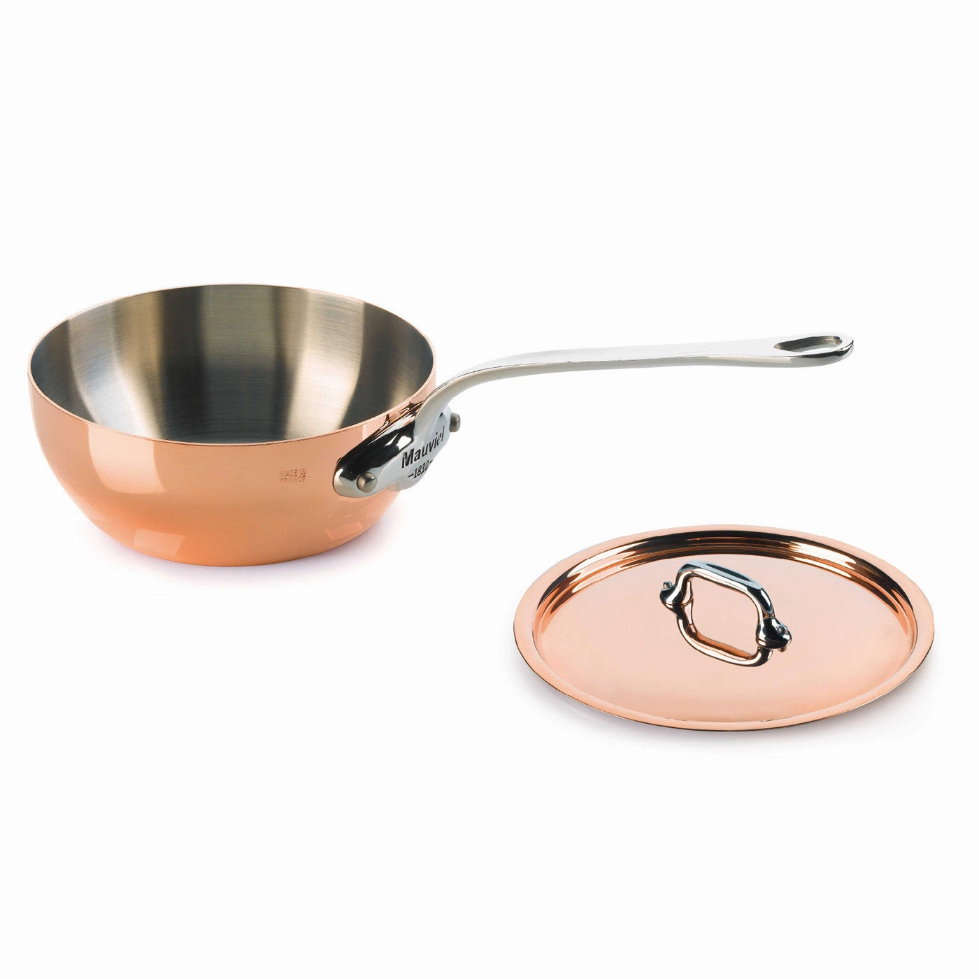 Mauviel M'Heritage M'150s 1.7 qt. Curved Splayed Saute & Lid Stainless Handle Cookware online kitchen sale