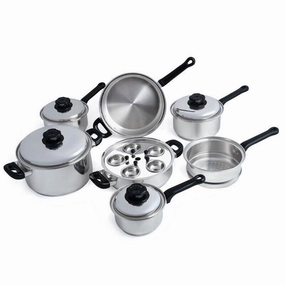 Maxam KT173 Stainless Steel Steam Control Cookware Set - 17 Piece Cookware hot cookware outlet