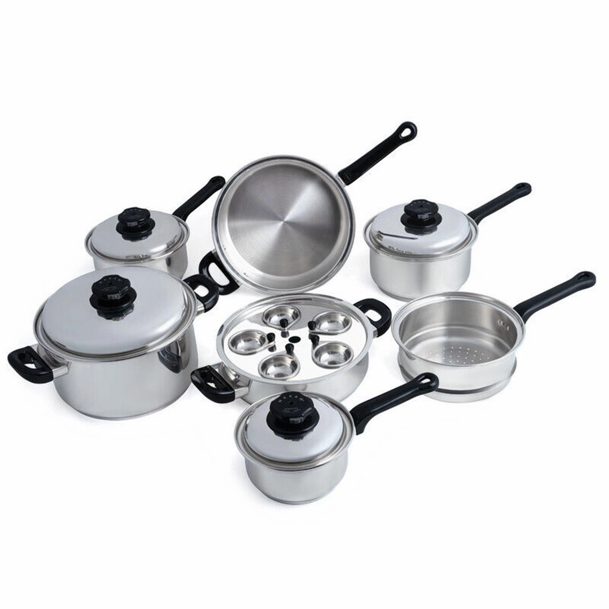 Maxam KT173 Stainless Steel Steam Control Cookware Set - 17 Piece Cookware hot cookware outlet