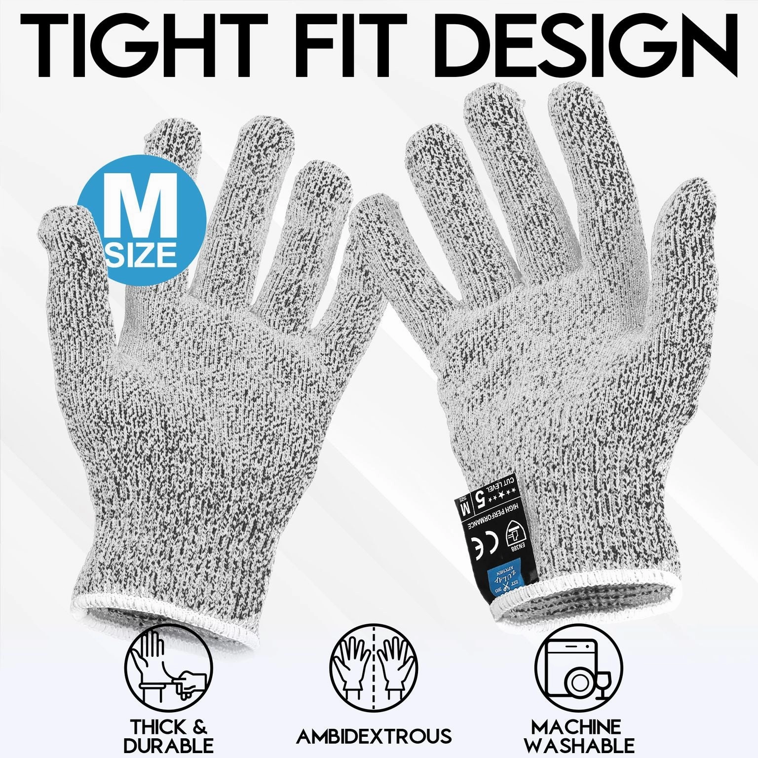 Medium Cut Resistant Gloves Food Grade Level 5 Protection