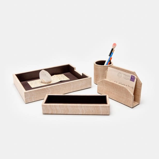 Merida Natural Silken Abaca Office Accessory Set/4 Home Decor Office Organization Convenient shopping