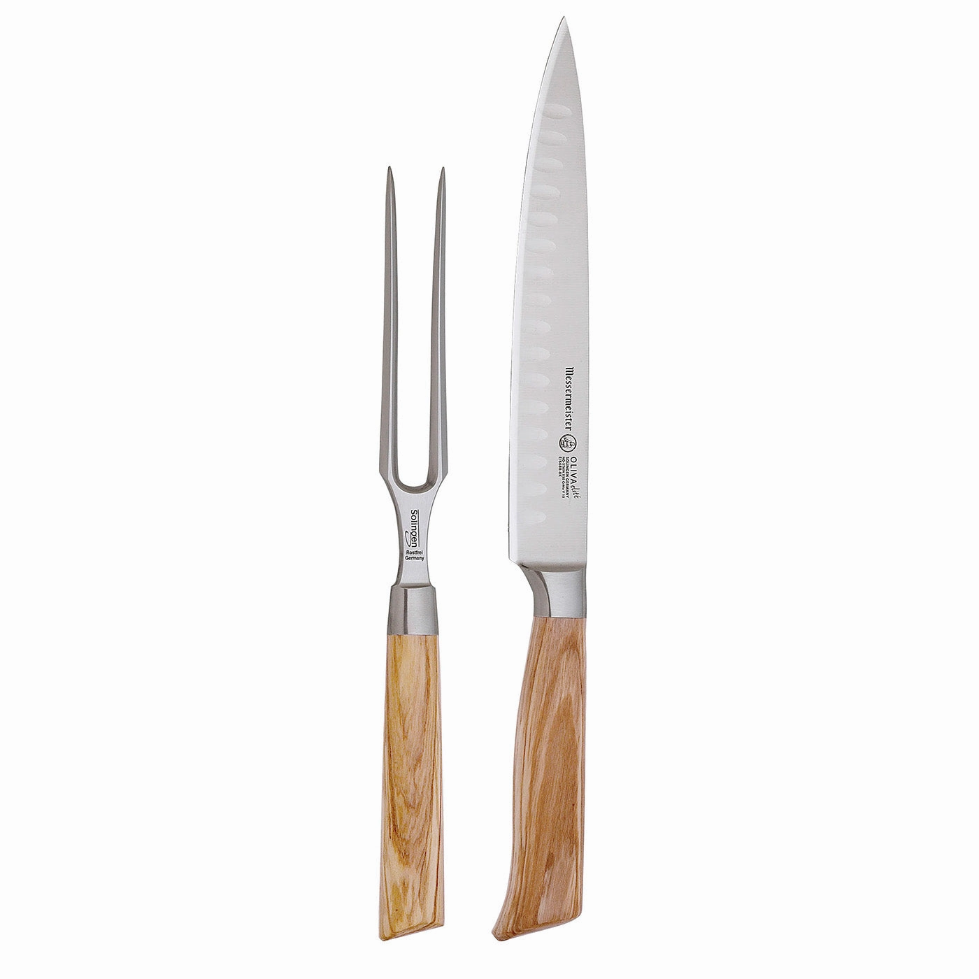 Messermeister Oliva Elite 2 Piece Kullenschliff Carving Set Cutlery outlet discounts