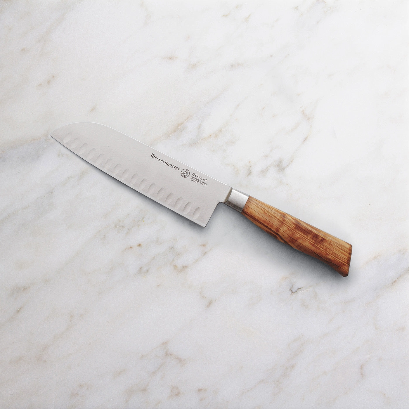 Messermeister Oliva Elite 7-Inch Kullenschliff Santoku Knife