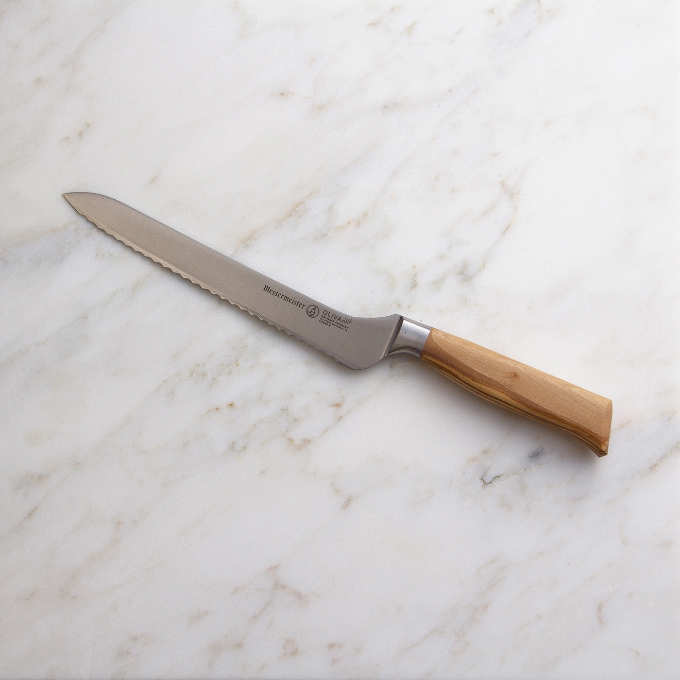 Messermeister Oliva Elite 8-Inch Scalloped Offset Knife