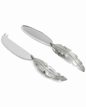 Michael Aram Silver Feather Set Nickle Cutlery knife sets deals