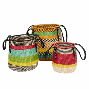 Millbrae Multi-Color Seagrass Baskets Set/3 Decorative Baskets clearance deals