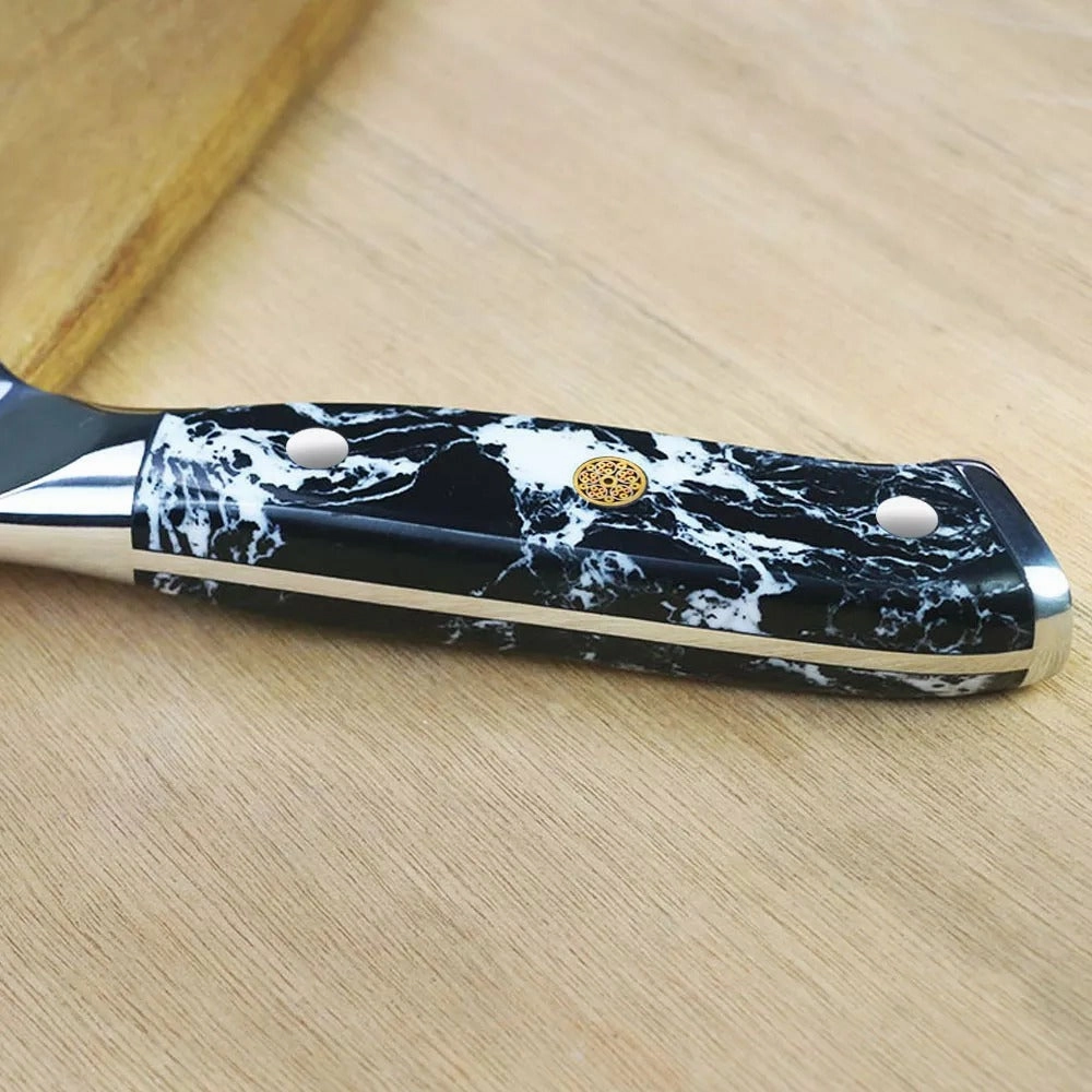 Minimal Black Stone Handle Damascus Steak Knife Set Of 4