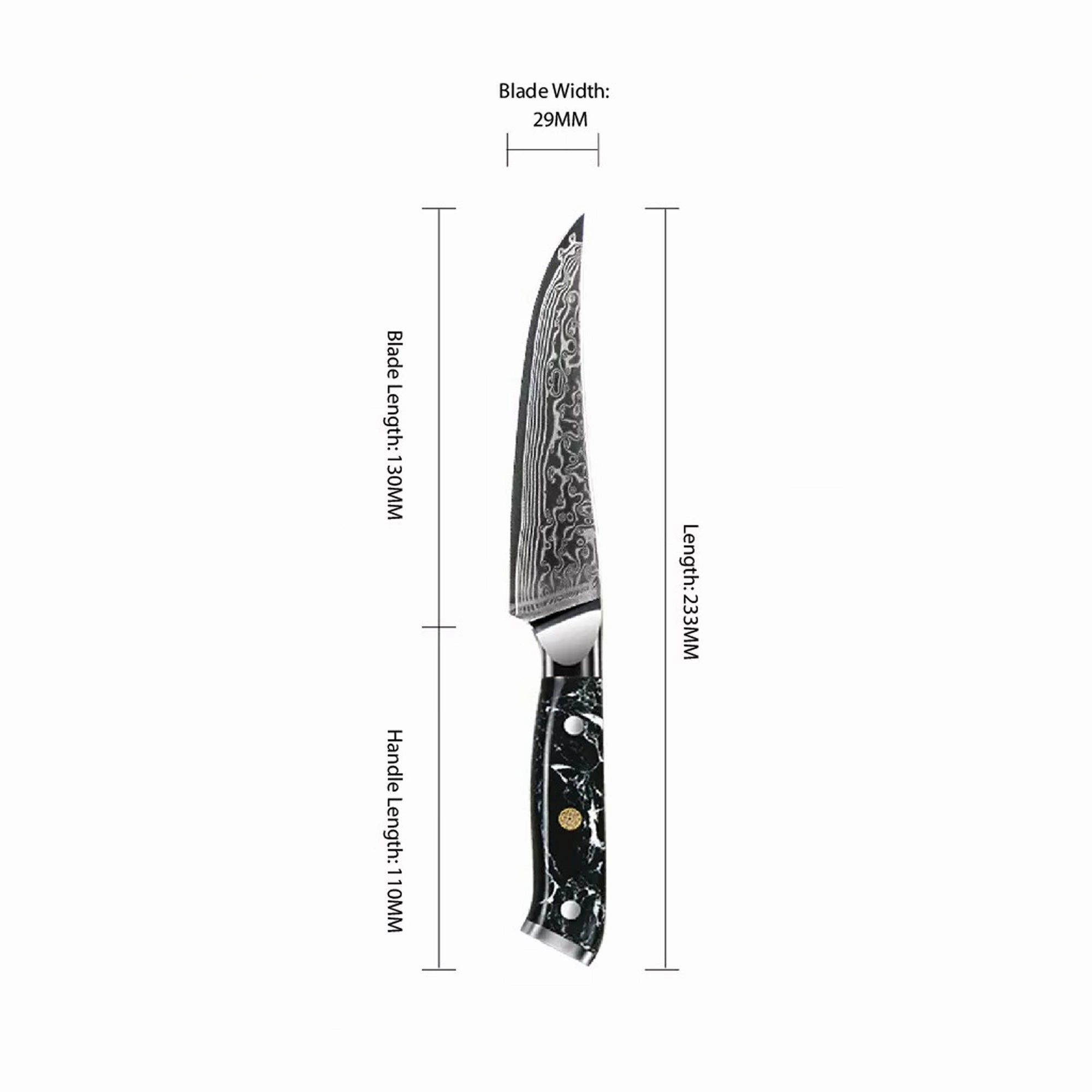 Minimal Black Stone Handle Damascus Steak Knife Set Of 4