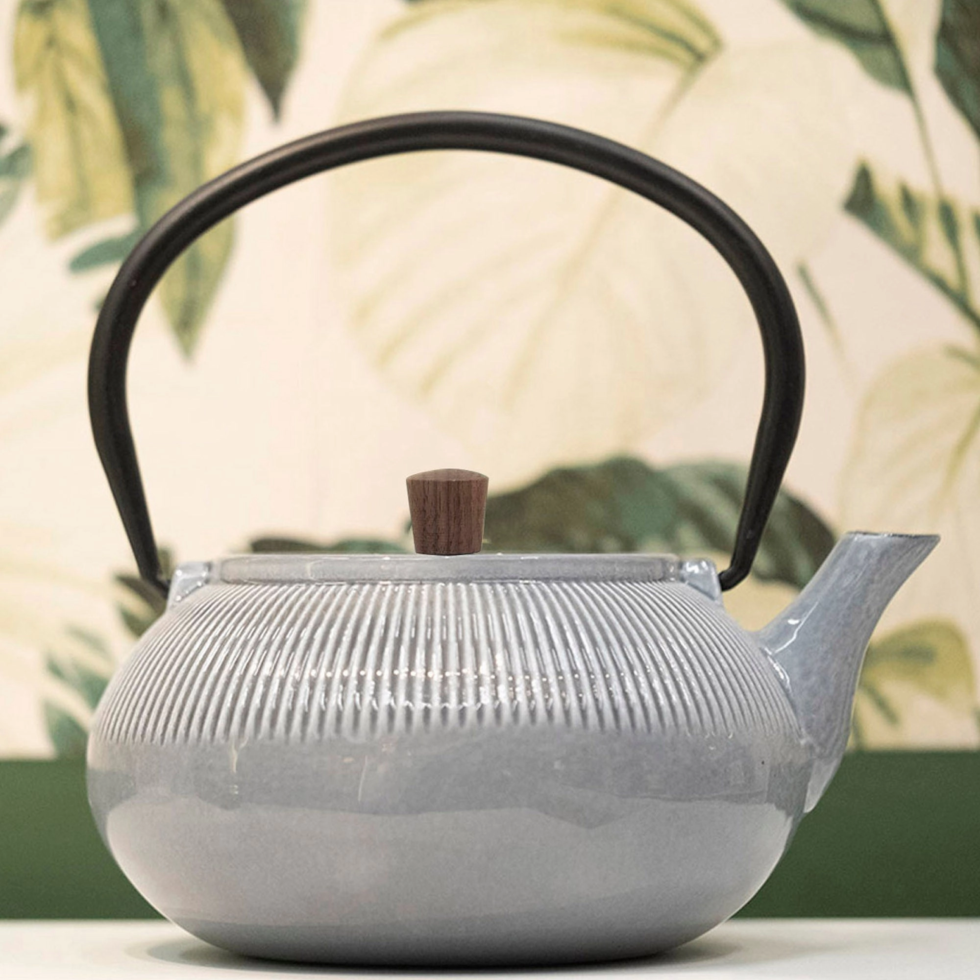 Minimal Enameled Cast Iron Teapot - Line