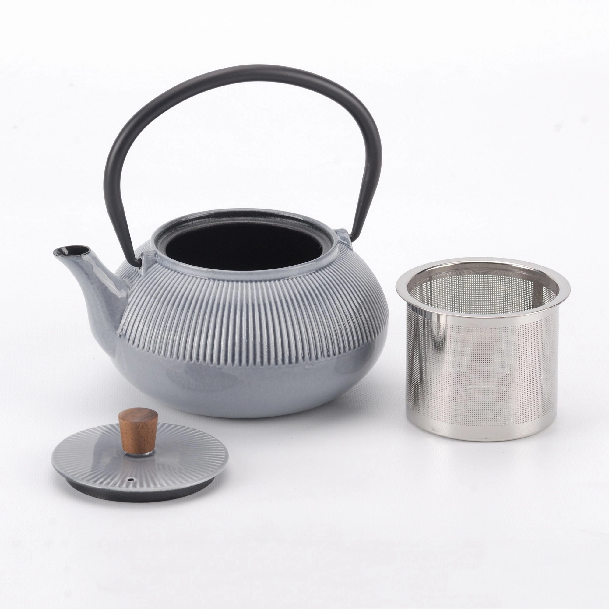 Minimal Enameled Cast Iron Teapot - Line