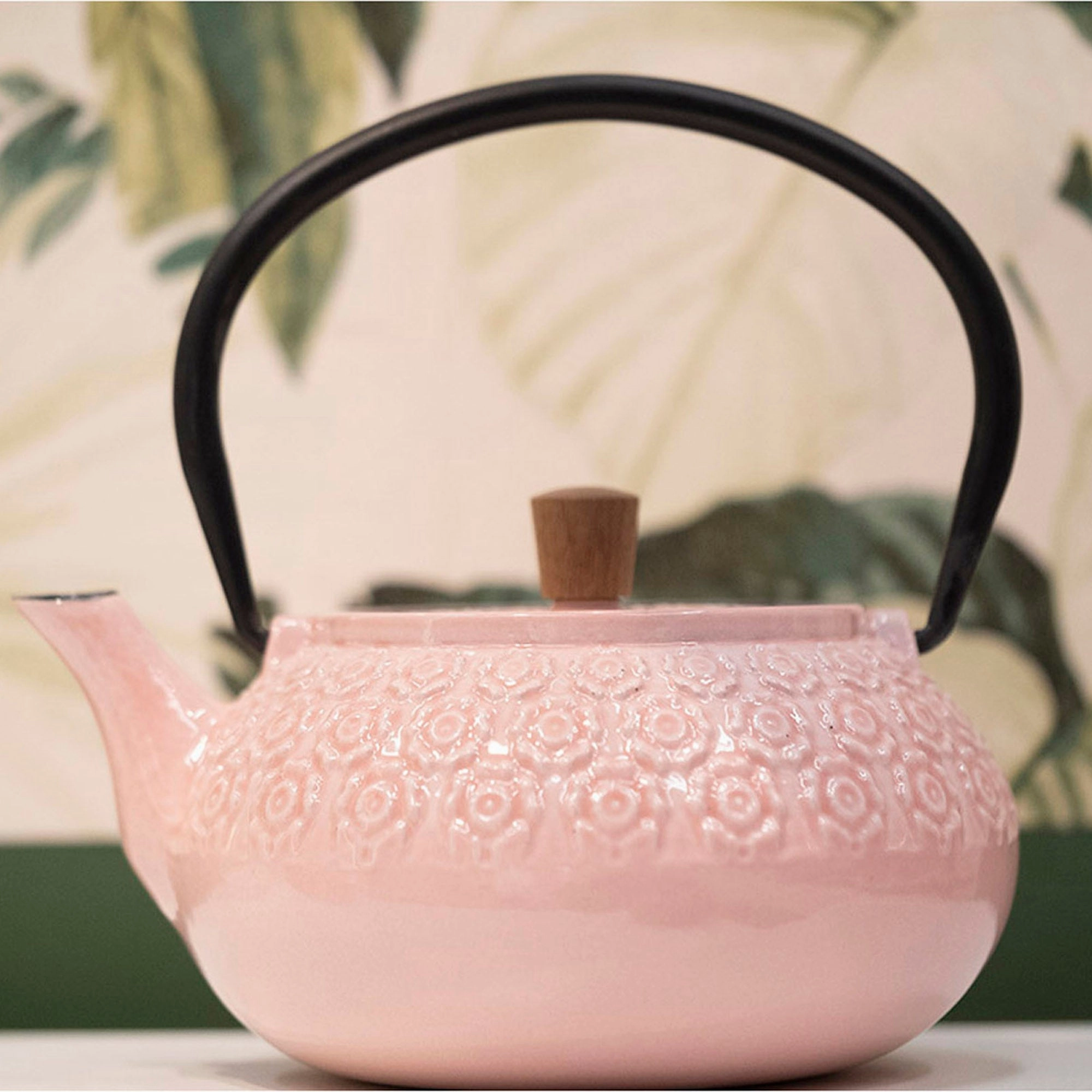 Minimal Enameled Cast Iron Teapot - Sakura