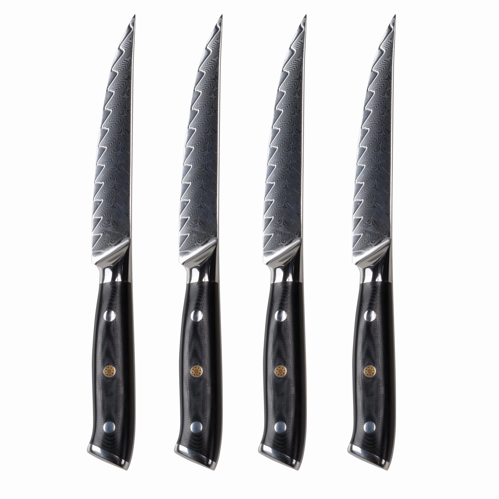 Minimal G10 Damascus Steak Knife Set Of 4