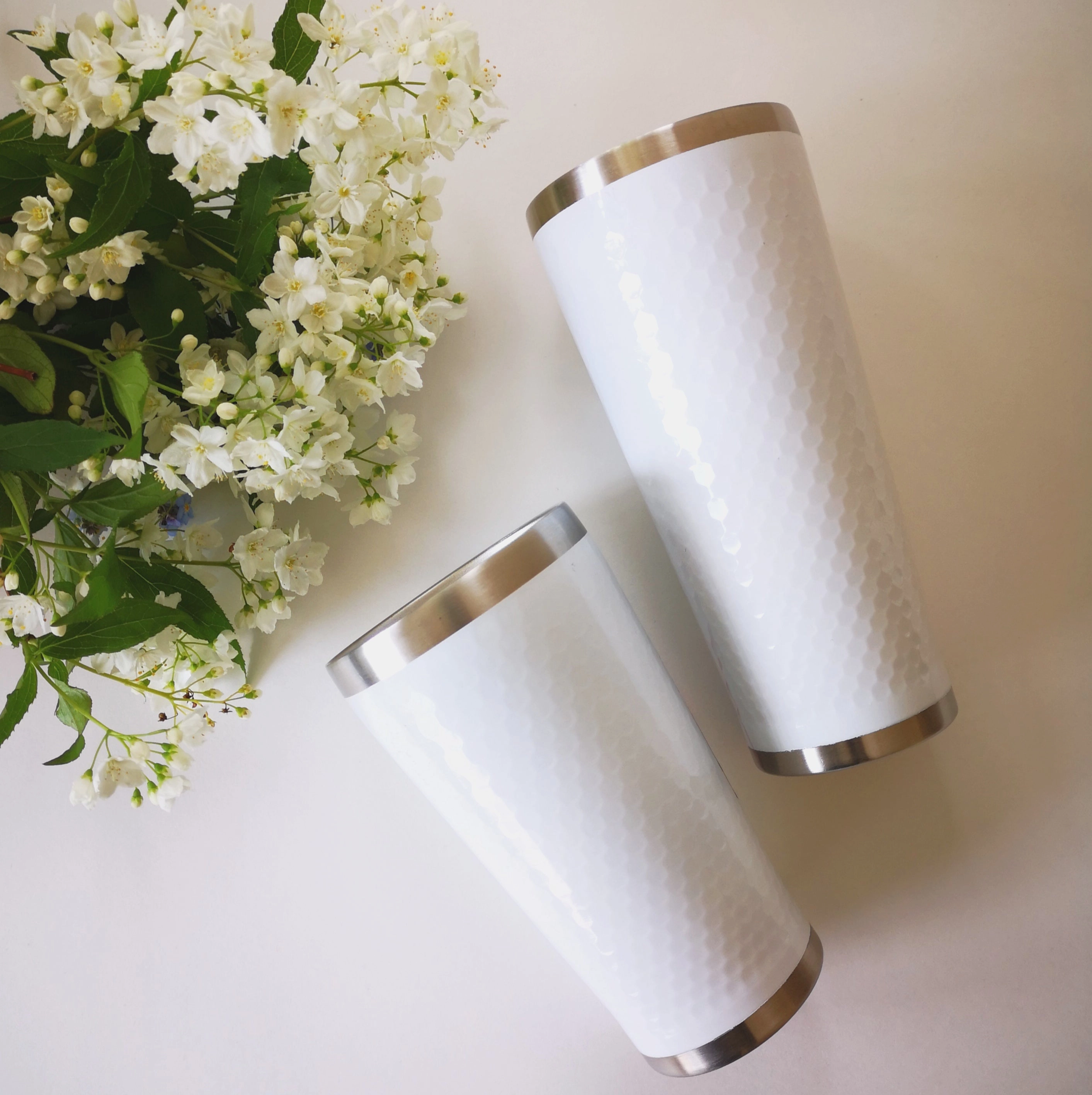 Minimal Stainless Steel Vacuum Insulated Tumbler Set Of 6 - 350 ml - White