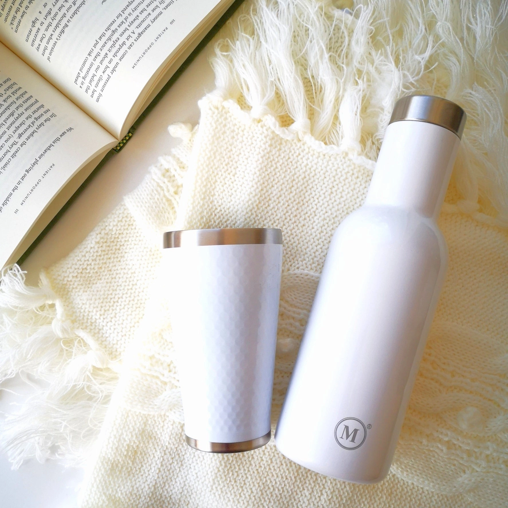 Minimal Stainless Steel Vacuum Insulated Tumbler Set Of 6 - 350 ml - White