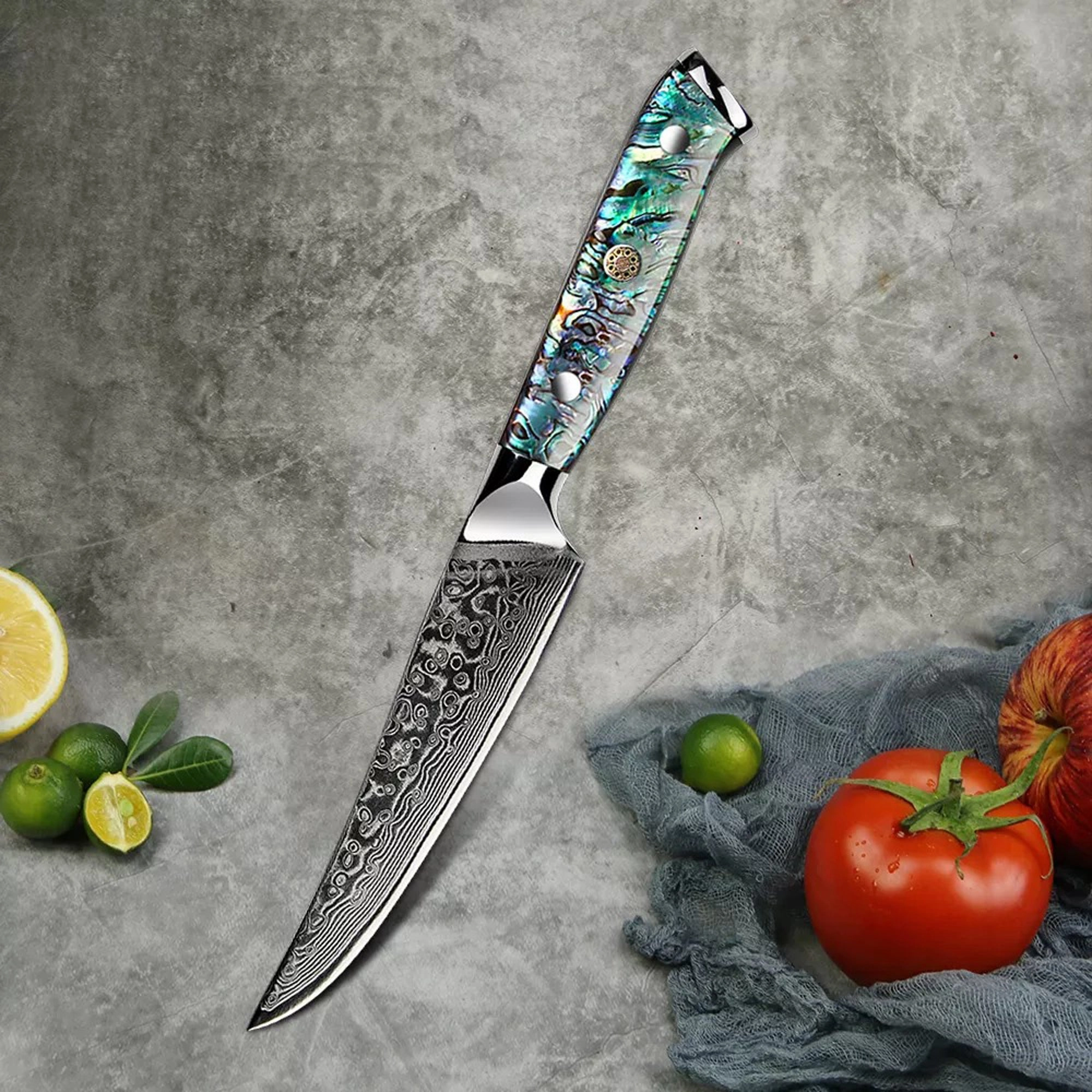 Minimal Trans-shell Damascus Steak Knife Set Of 4