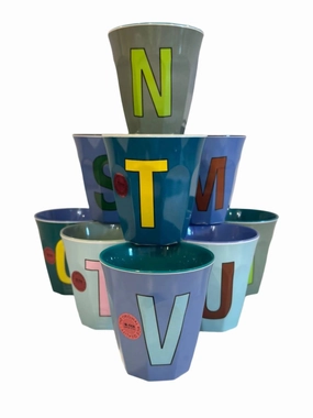 Mix Of 10 Bluish Alphabet Letters Melamine Cups In Multi Dinnerware sale online