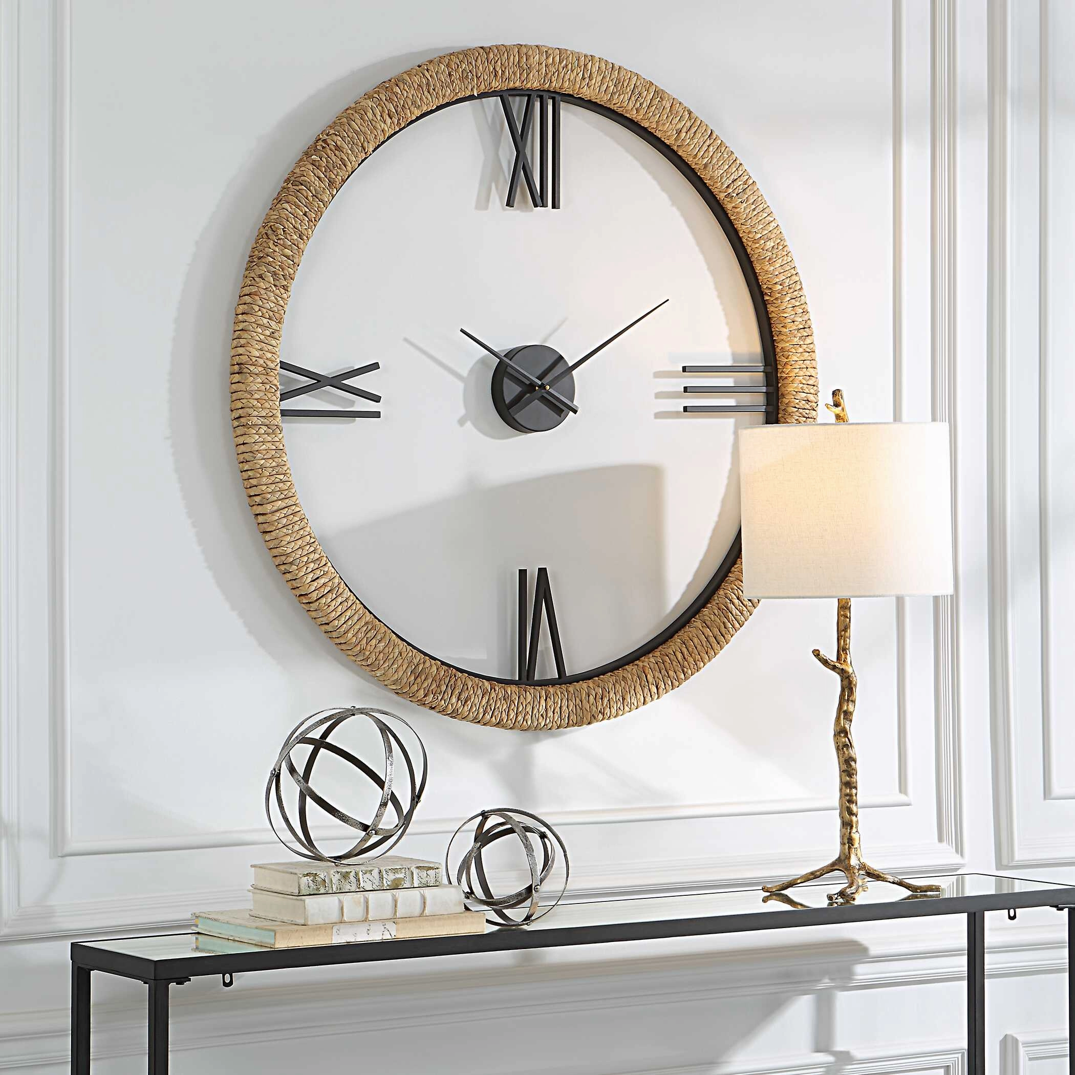 Montecito Wall Clock Braided Banana Leaf Clocks decor discount