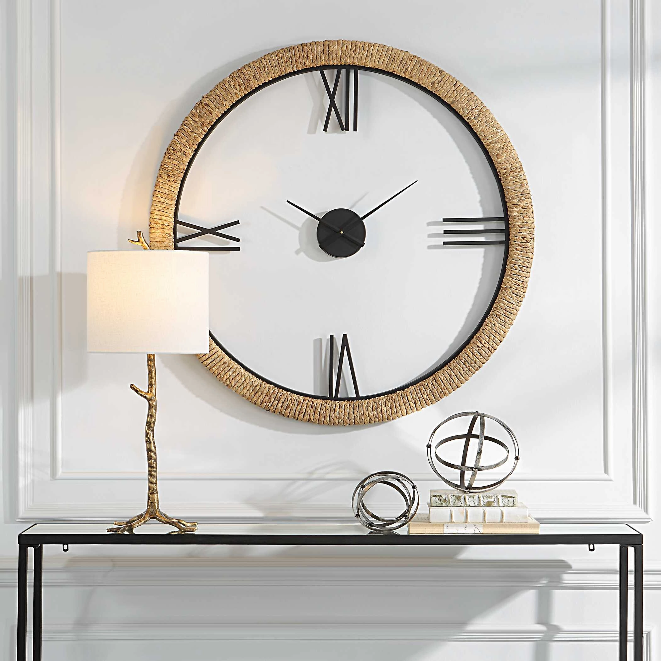 Montecito Wall Clock Braided Banana Leaf Clocks decor discount