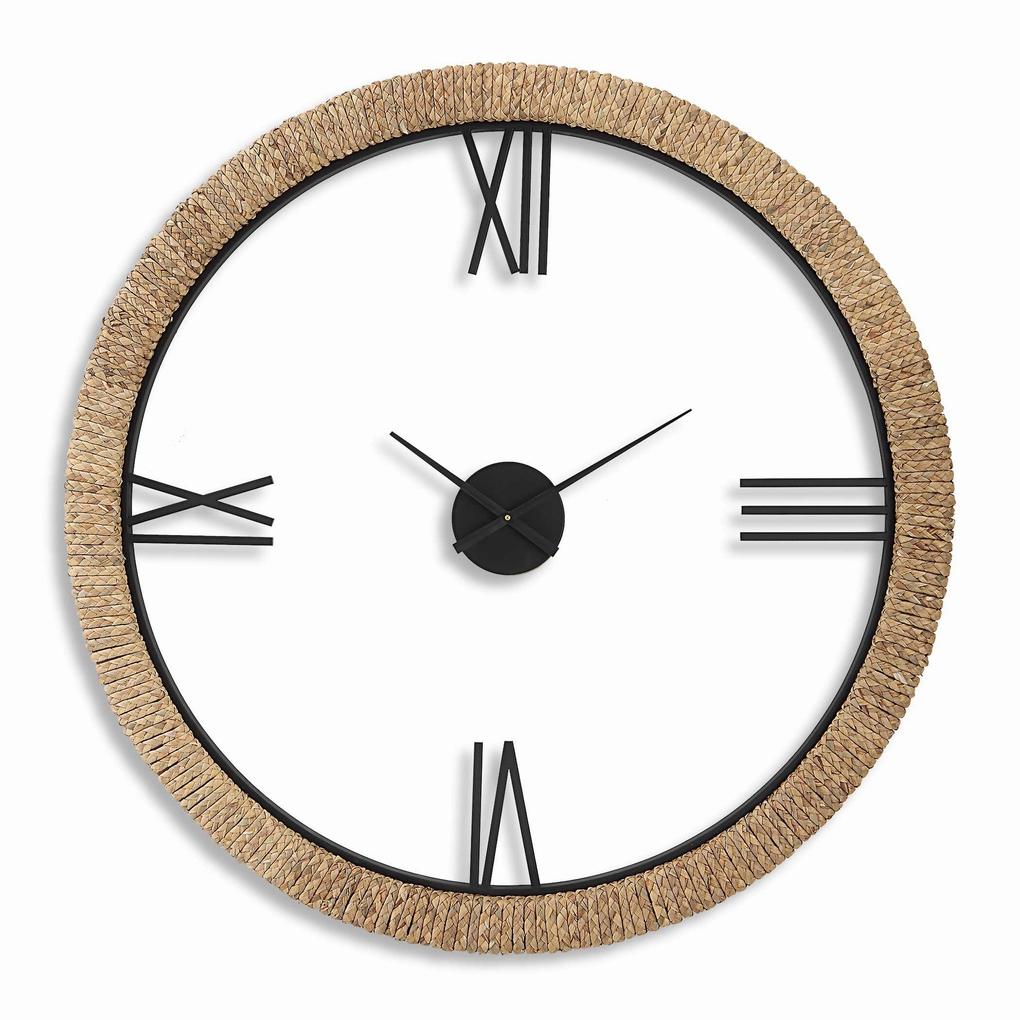 Montecito Wall Clock Braided Banana Leaf Clocks decor discount