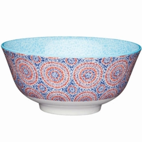 Mosaic Style Bowl, Blue & Red Ceramic Serving Bowls Entertaining Set