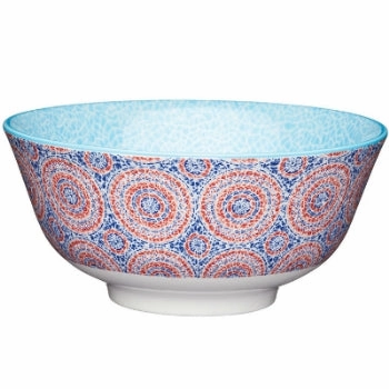 Mosaic Style Bowl, Blue & Red Ceramic Serving Bowls Entertaining Set