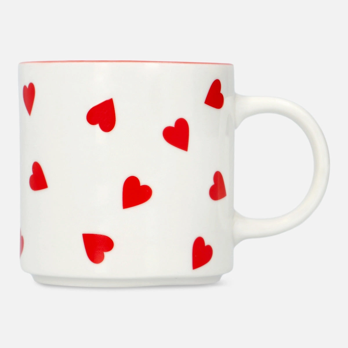 Mug with red hearts and red inside - 350 ml