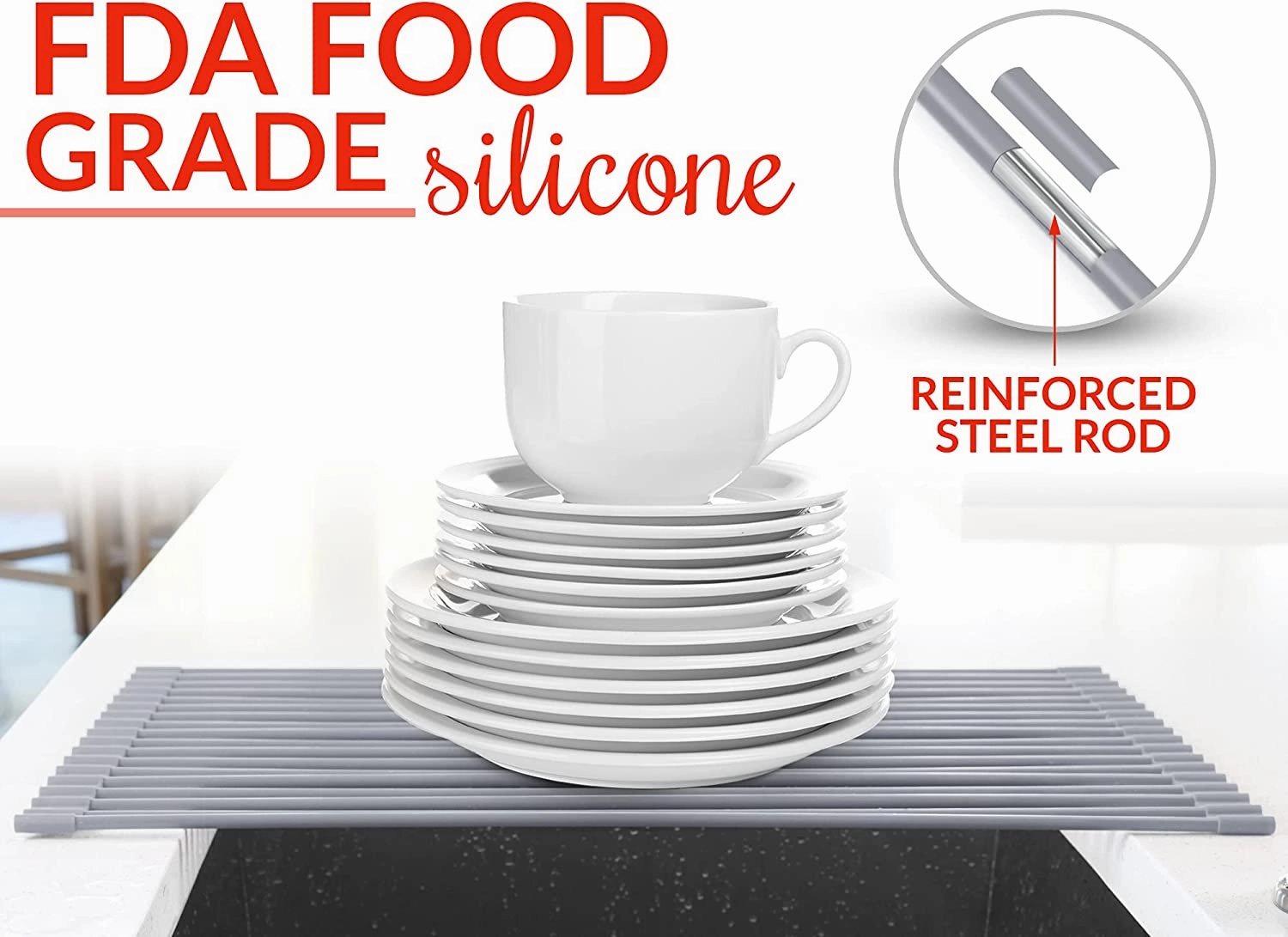 Multipurpose Stainless Steel Roll-Up Sink Drying Rack and Trivet Large