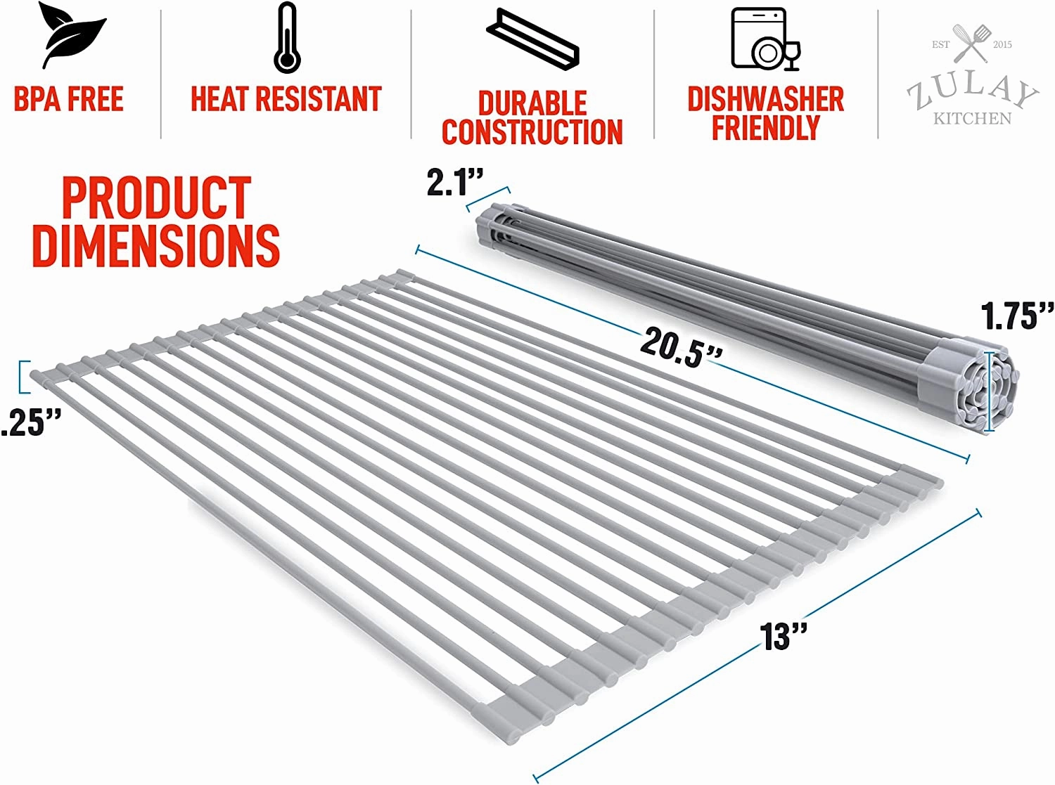 Multipurpose Stainless Steel Roll-Up Sink Drying Rack and Trivet Large