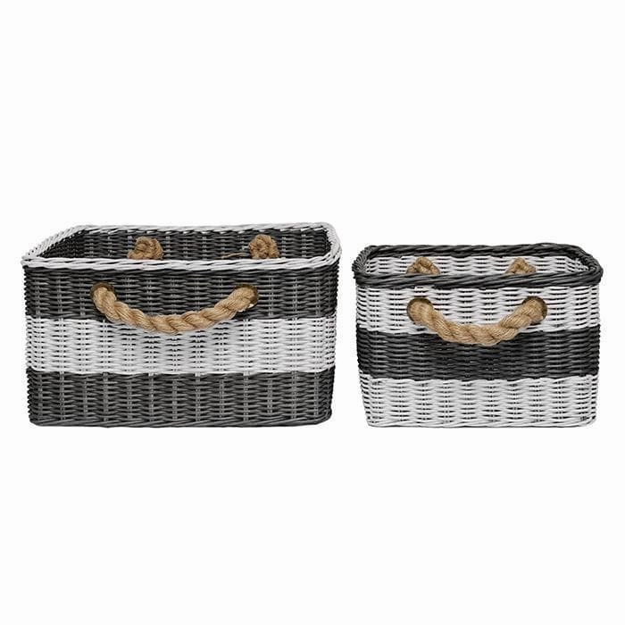 Nantucket Wicker Baskets Set/2 (Blue/White)