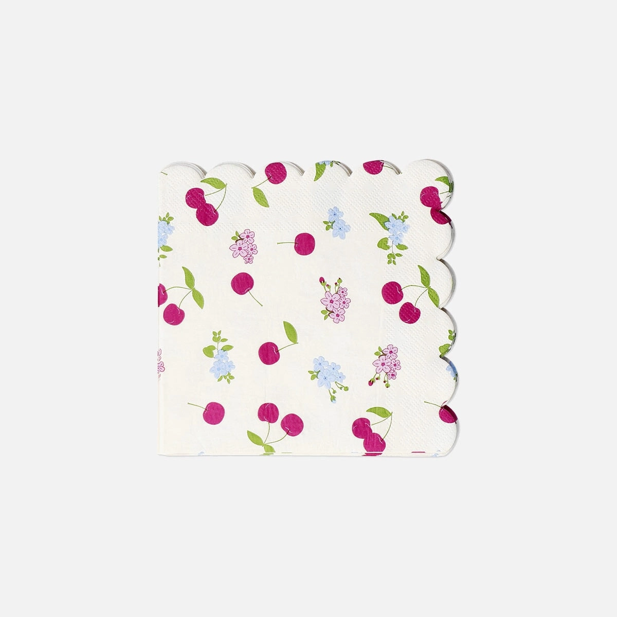 Napkins with flowers and cherries - 16 pcs