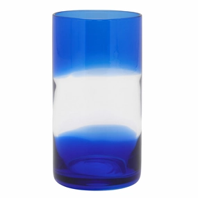 Nicolas Blue/Clear Hand Blown Glass Highball Glasses Set/6 Drinkware best price