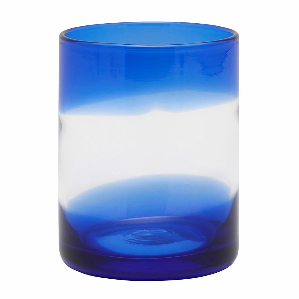 Nicolas Blue/Clear Hand Blown Glass Tumbler Glasses Set/6 Drinkware best price