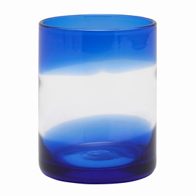 Nicolas Blue/Clear Hand Blown Glass Tumbler Glasses Set/6 Drinkware best price