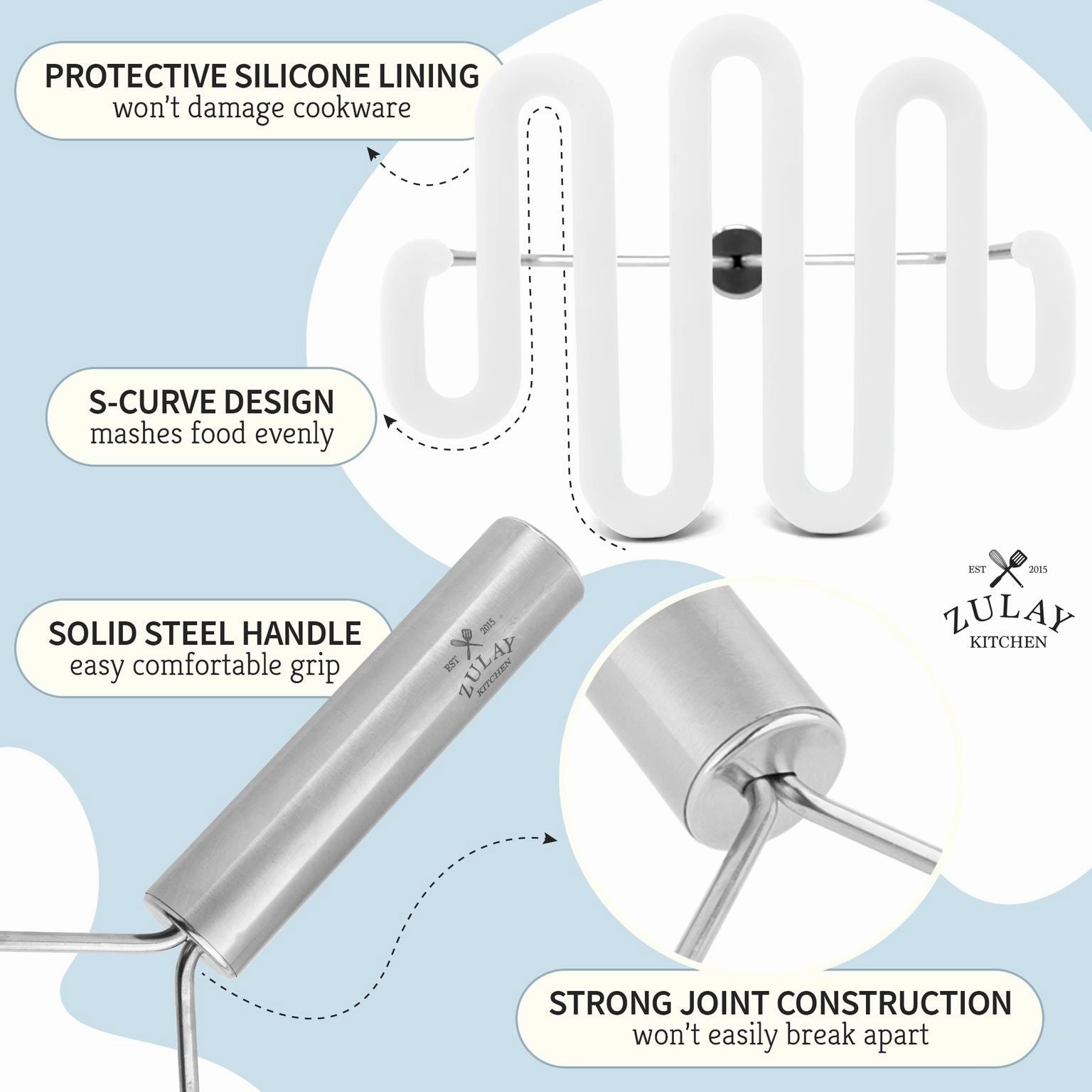 Non-Scratch Potato Masher Kitchen Tool