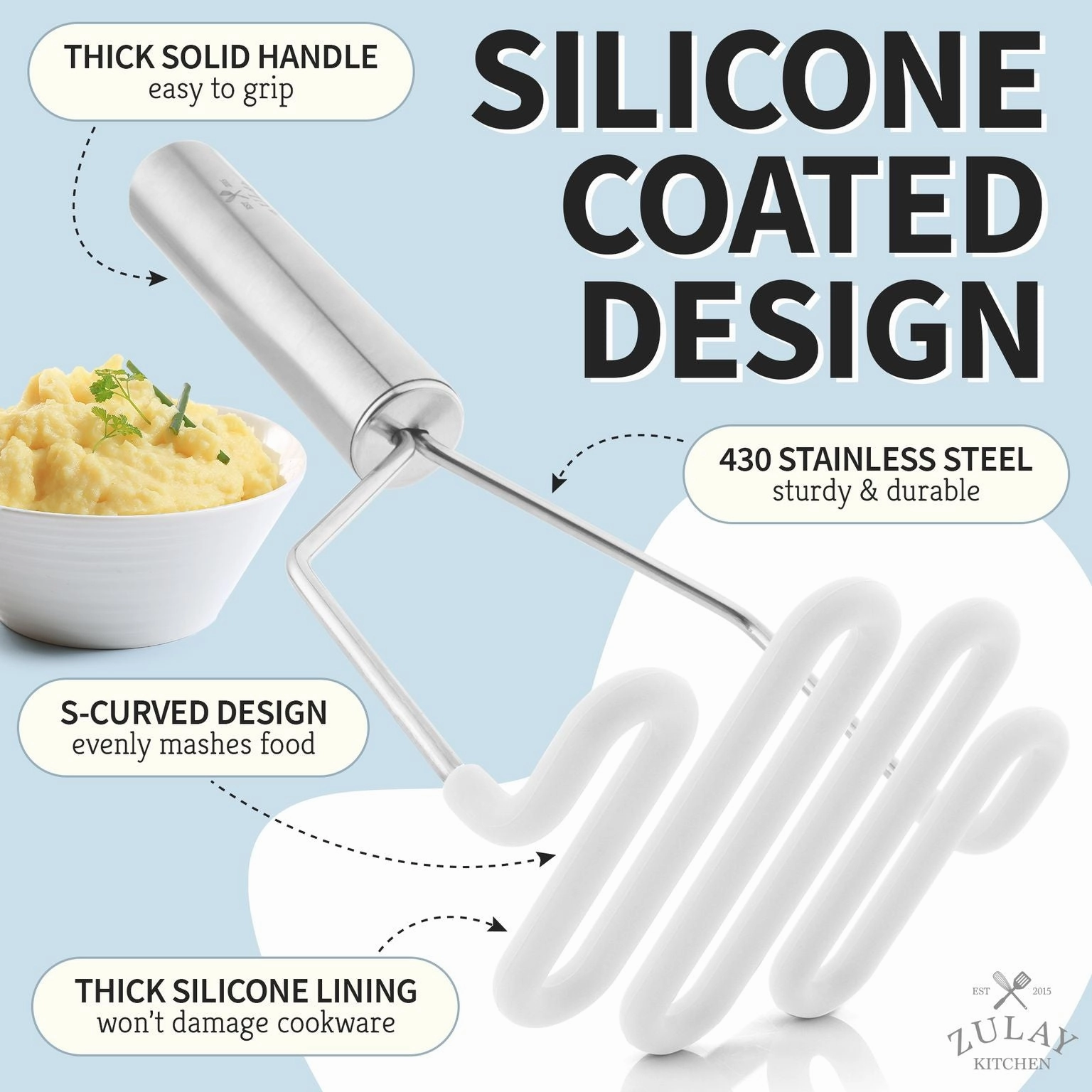 Non-Scratch Potato Masher Kitchen Tool