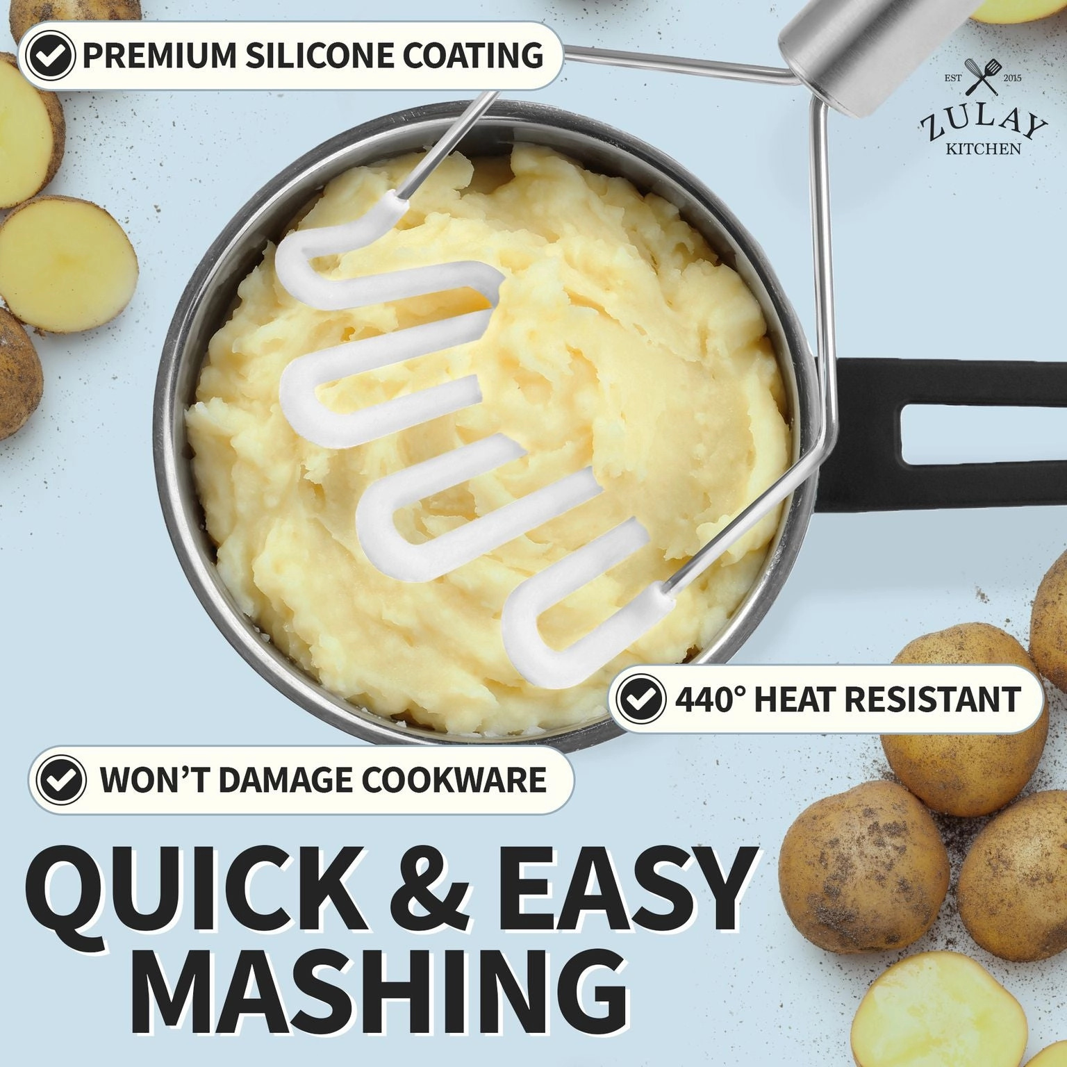 Non-Scratch Potato Masher Kitchen Tool